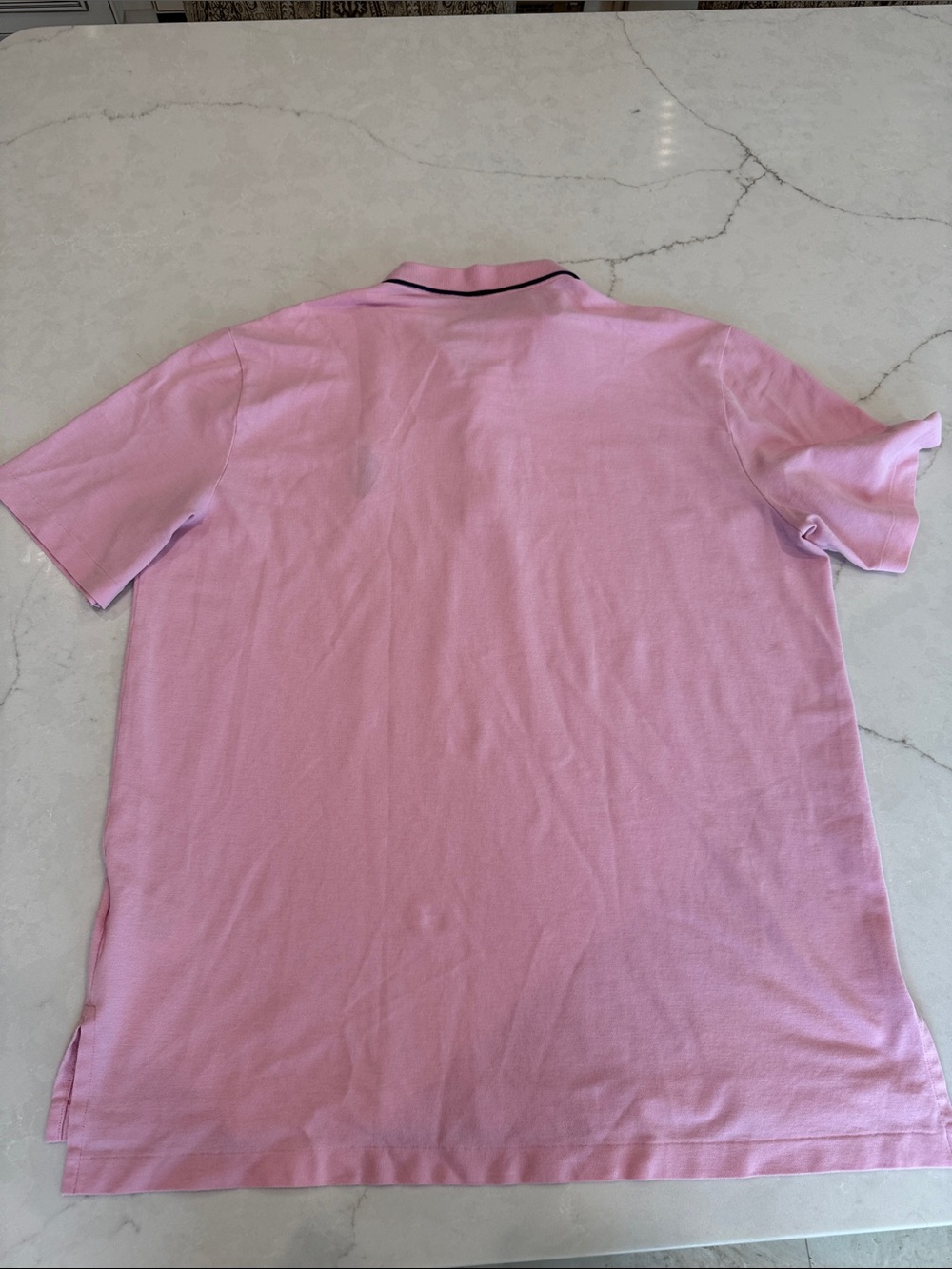 Ralph Lauren Pink Polo with Navy Pony and Collar Trim - Picture 8 of 8